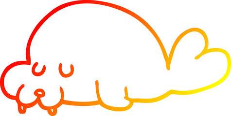 warm gradient line drawing of a cartoon walrus