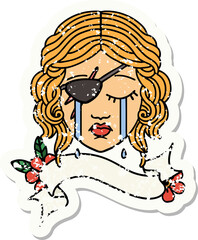 grunge sticker of a human rogue character face