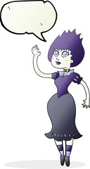 freehand drawn speech bubble cartoon vampire girl