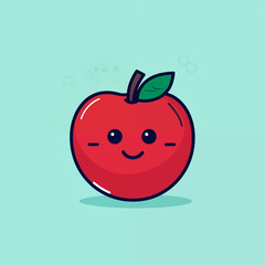 Minimalist Cartoon Of An Apple With A Smile