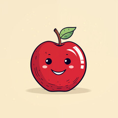 Minimalist Cartoon Of An Apple With A Smile