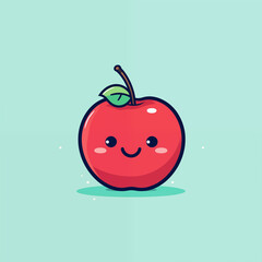 Minimalist Cartoon Of An Apple With A Smile