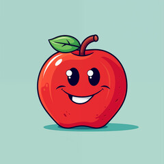 Minimalist Cartoon Of An Apple With A Smile