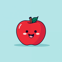 Minimalist Cartoon Of An Apple With A Smile