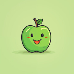 Minimalist Cartoon Of An Apple With A Smile