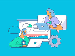 Business People Flat Vector Concept Operation Hand Drawn Illustration
