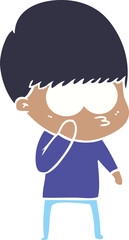 curious flat color style cartoon boy