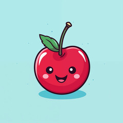 Minimalist Cherry Cartoon With A Smile