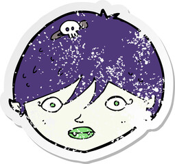 retro distressed sticker of a cartoon vampire face