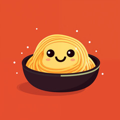 Kawaii Noodles With Smile Simplistic Illustration