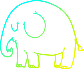 cold gradient line drawing of a cartoon elephant