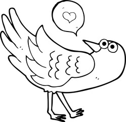 freehand drawn speech bubble cartoon bird