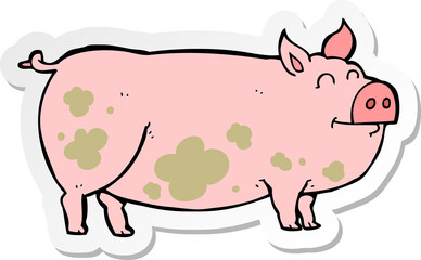 sticker of a cartoon muddy pig