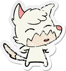 distressed sticker of a cartoon fox