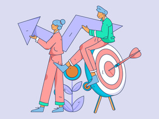 Business People Flat Vector Concept Operation Hand Drawn Illustration
