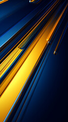Obraz premium glass lines horizontal yellow color on indigo dark blue background technology and fiber obtics feel created with Generative Ai