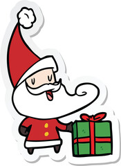 sticker of a cartoon santa claus