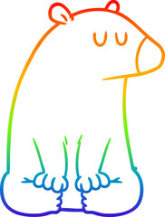 rainbow gradient line drawing of a cartoon bear