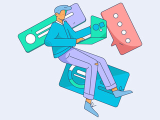 Business People Flat Vector Concept Operation Hand Drawn Illustration
