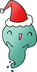 hand drawn christmas gradient cartoon of kawaii ghost