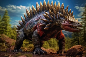Fototapeta premium Hyperrealistic Depiction Of Stegosaurus Dinosaur