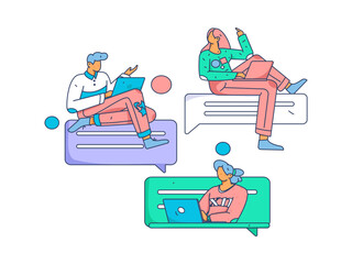 Business People Flat Vector Concept Operation Hand Drawn Illustration
