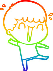 rainbow gradient line drawing of a laughing cartoon man