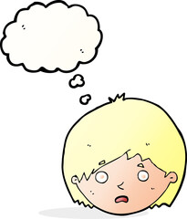 cartoon unhappy boy with thought bubble