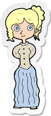 sticker of a cartoon happy woman
