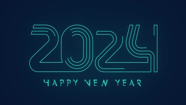 2024 happy new year technology animation