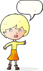 cartoon woman asking question with speech bubble