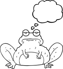 freehand drawn thought bubble cartoon frog