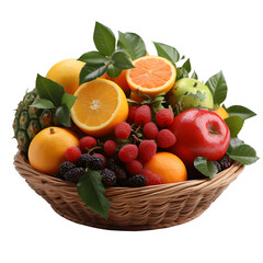 Naklejka na ściany i meble fruit in a rattan basket isolated on transparent background ,generative ai