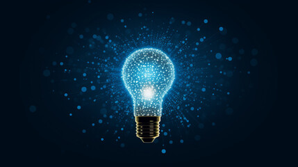 Digital Innovation: Sparkling Light Bulb Concept on a Blue Background