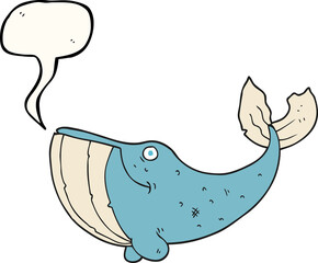 freehand drawn speech bubble cartoon whale
