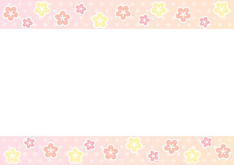 背景　縁付きの花柄の帯枠　ピンク