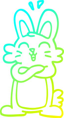 cold gradient line drawing of a cartoon cute bunny