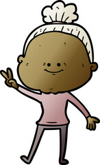 cartoon happy old woman