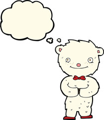 Obraz premium cartoon little polar bear with thought bubble