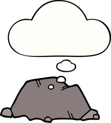 cartoon rock with thought bubble