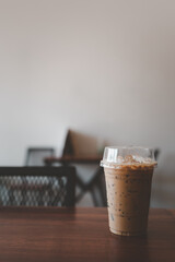 Refreshing iced Mocha coffee on the table at coffee shop