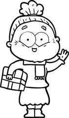 cartoon happy old woman