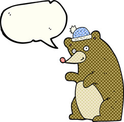 freehand drawn comic book speech bubble cartoon bear