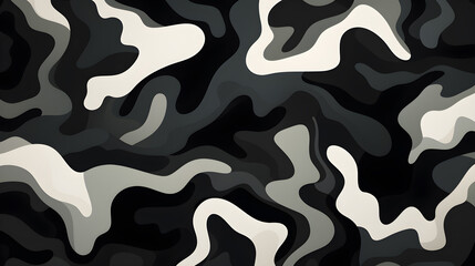 Abstract background black and white camouflage pattern in army design  - obrazy, fototapety, plakaty