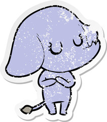 distressed sticker of a cute cartoon elephant