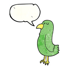 freehand speech bubble textured cartoon parrot