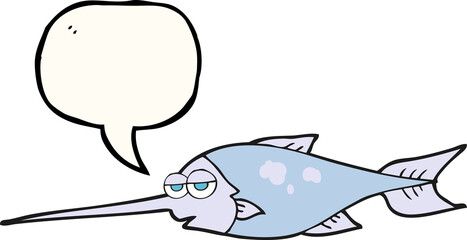 freehand drawn speech bubble cartoon swordfish