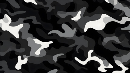 Abstract background black and white camouflage pattern in army design 
