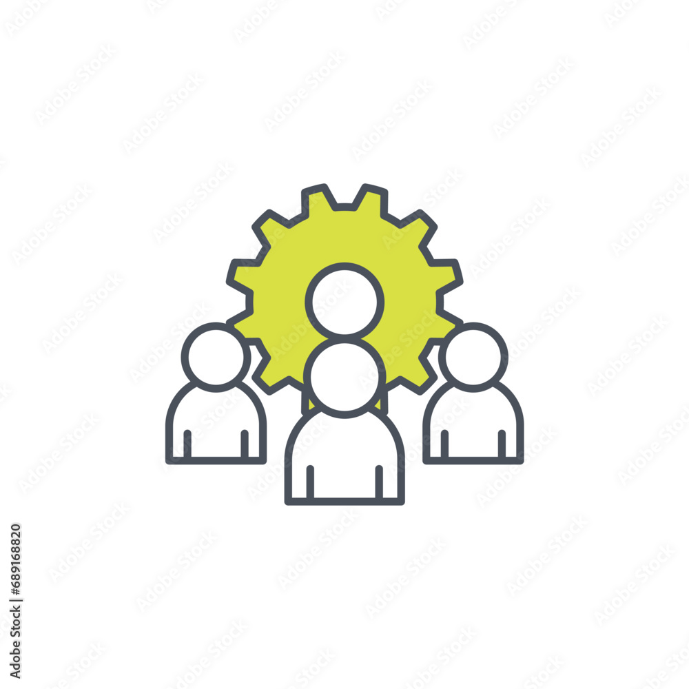 Poster vector sign of the work group symbol isolated on a white background. icon color editable.