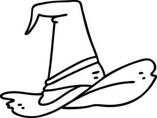 line doodle of a spooky witch hat